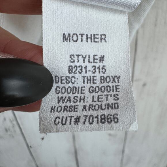MOTHER White The Boxy Goodie Goodie Horse Around Tee Supima Cotton Size Medium - Picture 9 of 14
